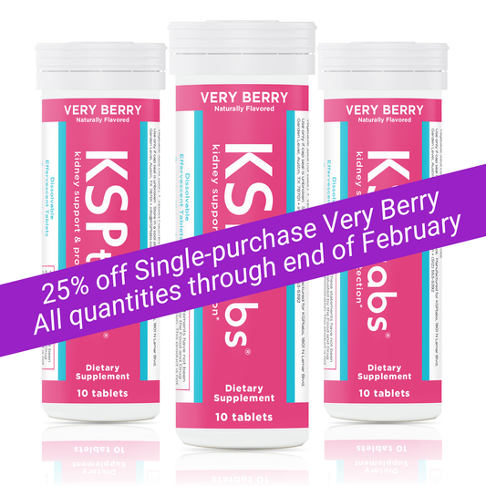 Three bottles of KSP Very Berry dietary supplements with a promotional banner.